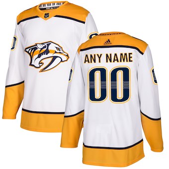 NHL Men adidas Nashville Predators White Away Authentic  Customized Jersey->customized nhl jersey->Custom Jersey